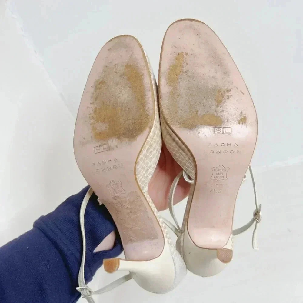 Vintage Sacha London Snakeskin Lace Up Heels Size 7.5 - Picture 10 of 13